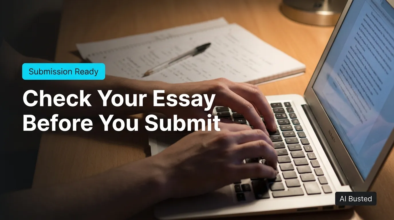 Student checking essay before submission with AI Busted