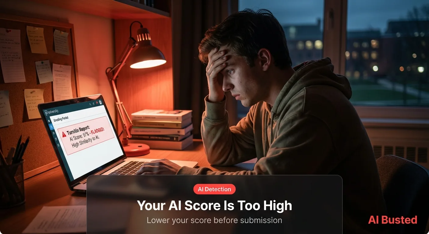 Turnitin AI detection report showing an 84% AI score highlighted in red with warning indicator