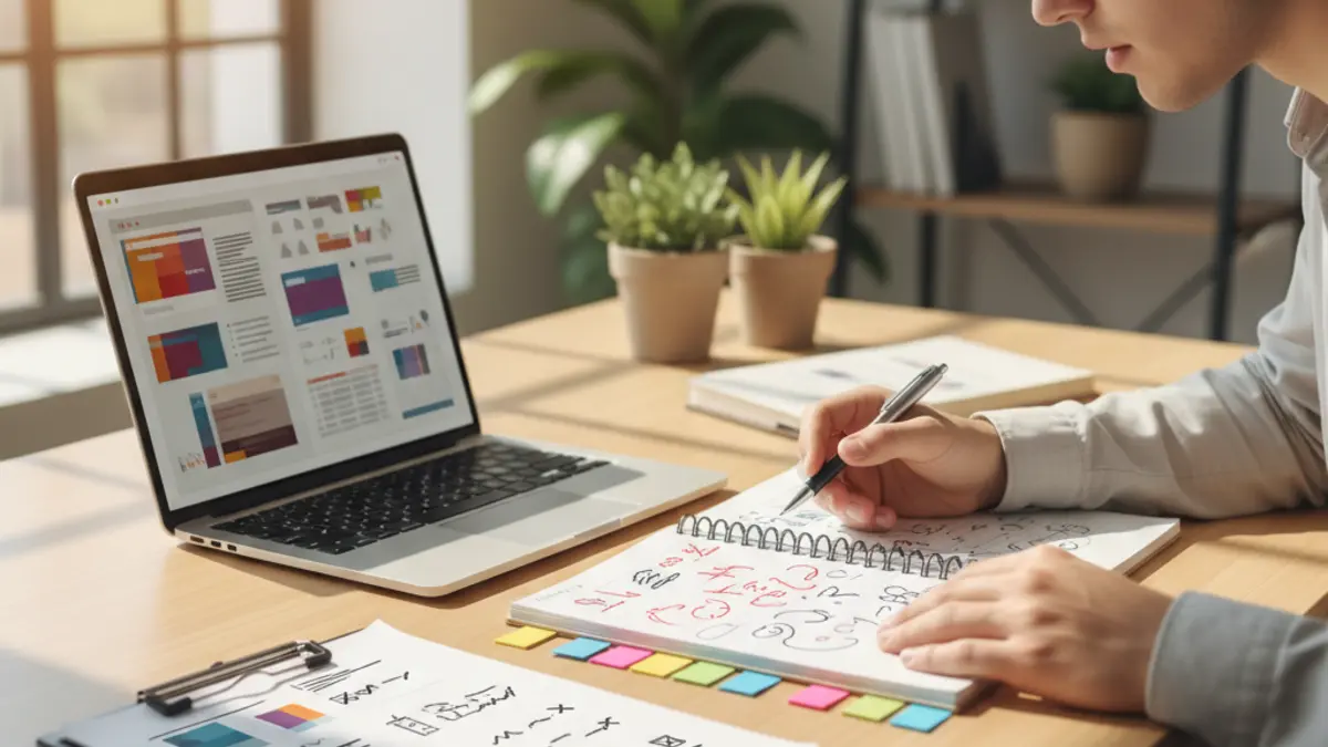 Student evaluating best ai detector for essays workflow with notes, laptop, and a structured compare-and-test checklist.