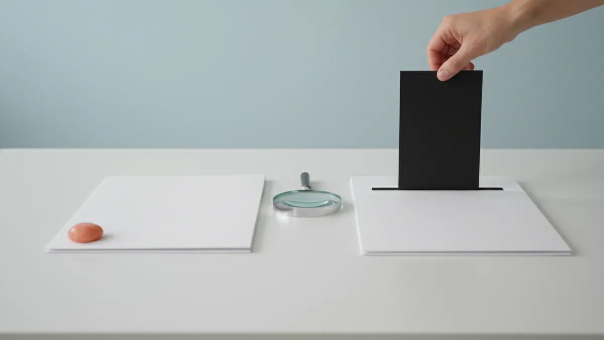 Magnifying glass and folders frame a GPTZero vs ZeroGPT false-positive investigation scene.