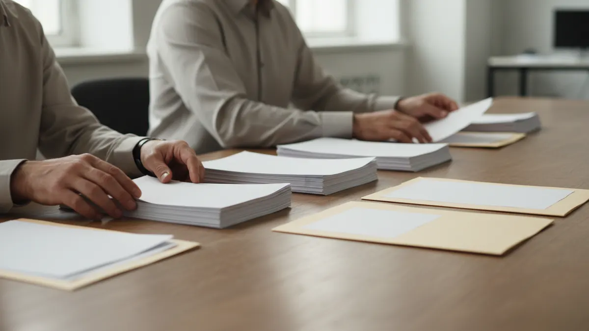 Analysts sorting blank writing samples for a repeatable QuillBot AI detection test method