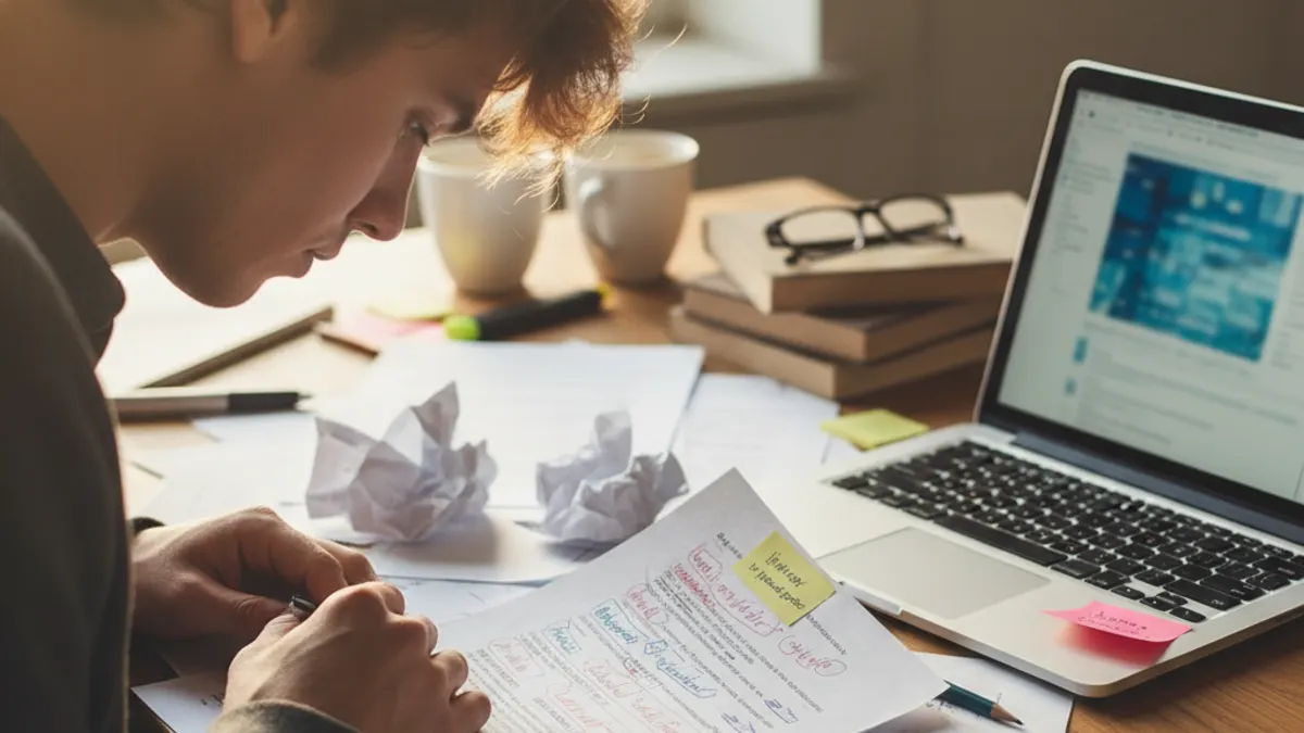 Student reviews an essay file before a turnitin ai detector check.
