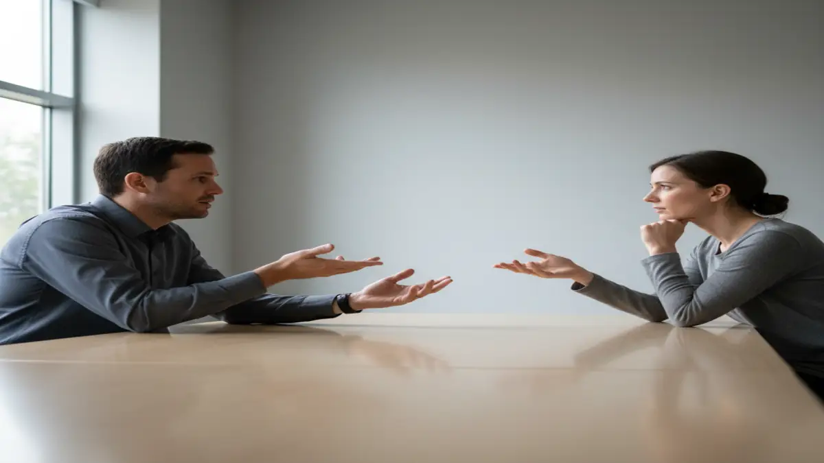 Two educators planning a validation workflow in a neutral meeting room for Winston AI review testing methodology.