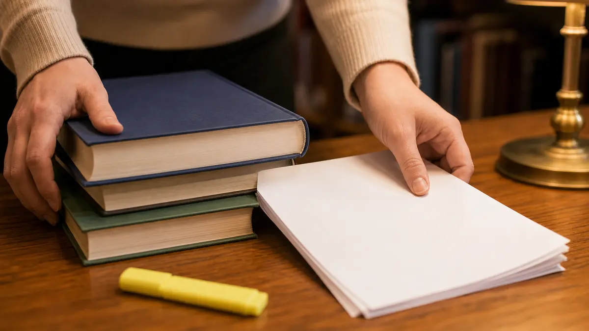 student studying in library researching copyleaks review of ai detection