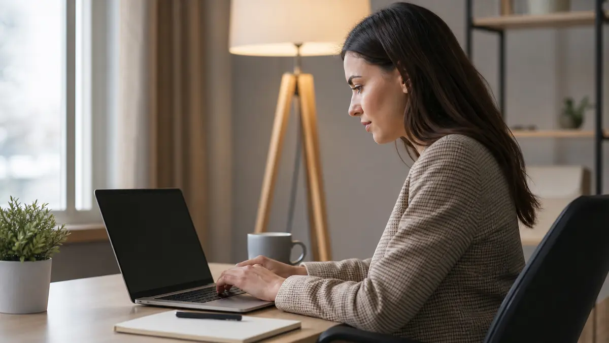 Person working at laptop reviewing AI checker scores for best AI humanizer tools