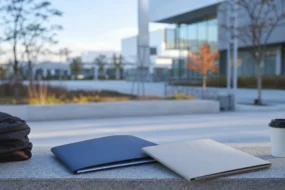 Blank campus folders show an Originality.ai vs Turnitin review choice before a formal score check.
