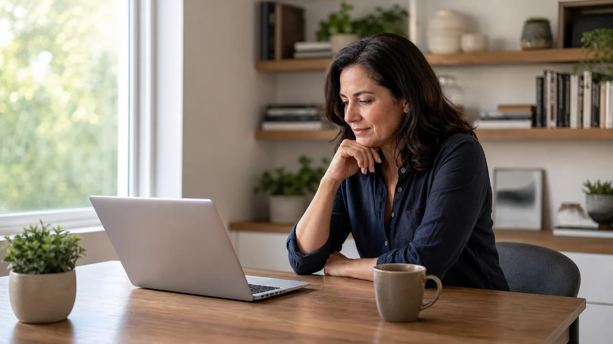 Laptop on a home office desk for Sapling AI Detector review