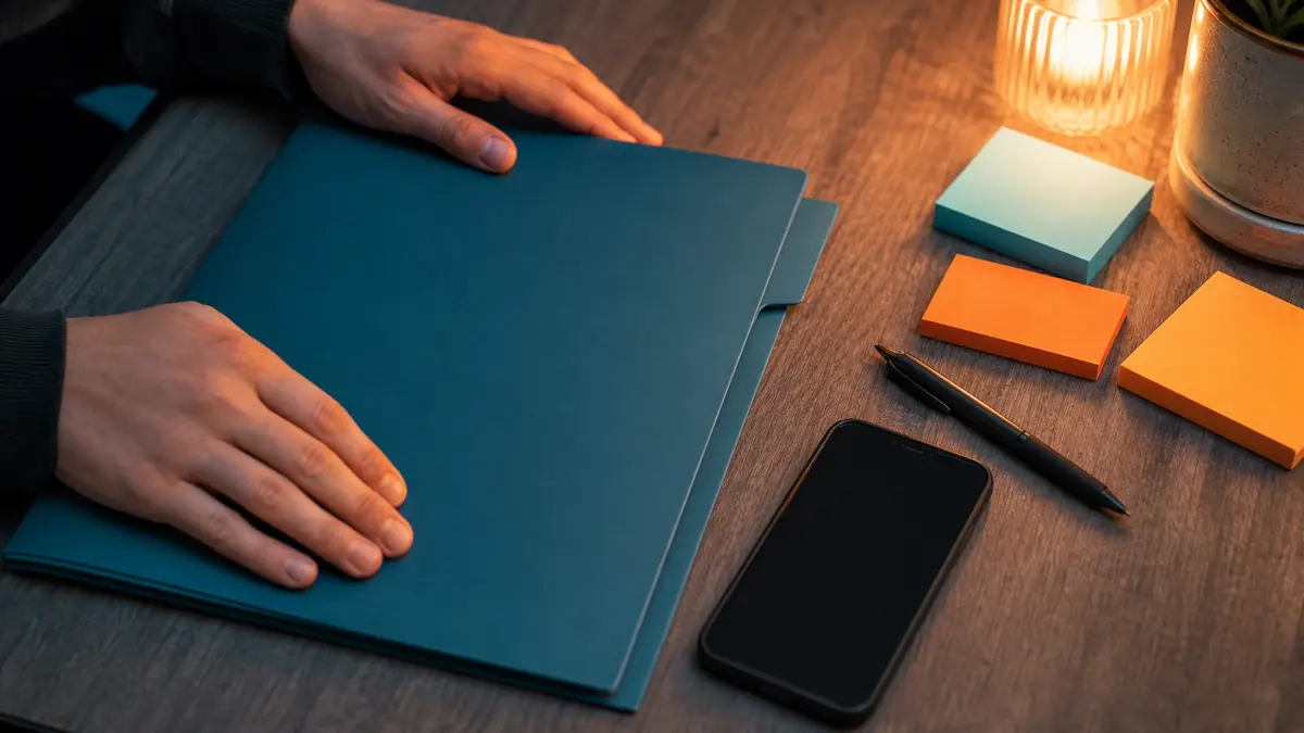 Hands organize blank materials for a careful turnitin vs zerogpt pre-submission review process.