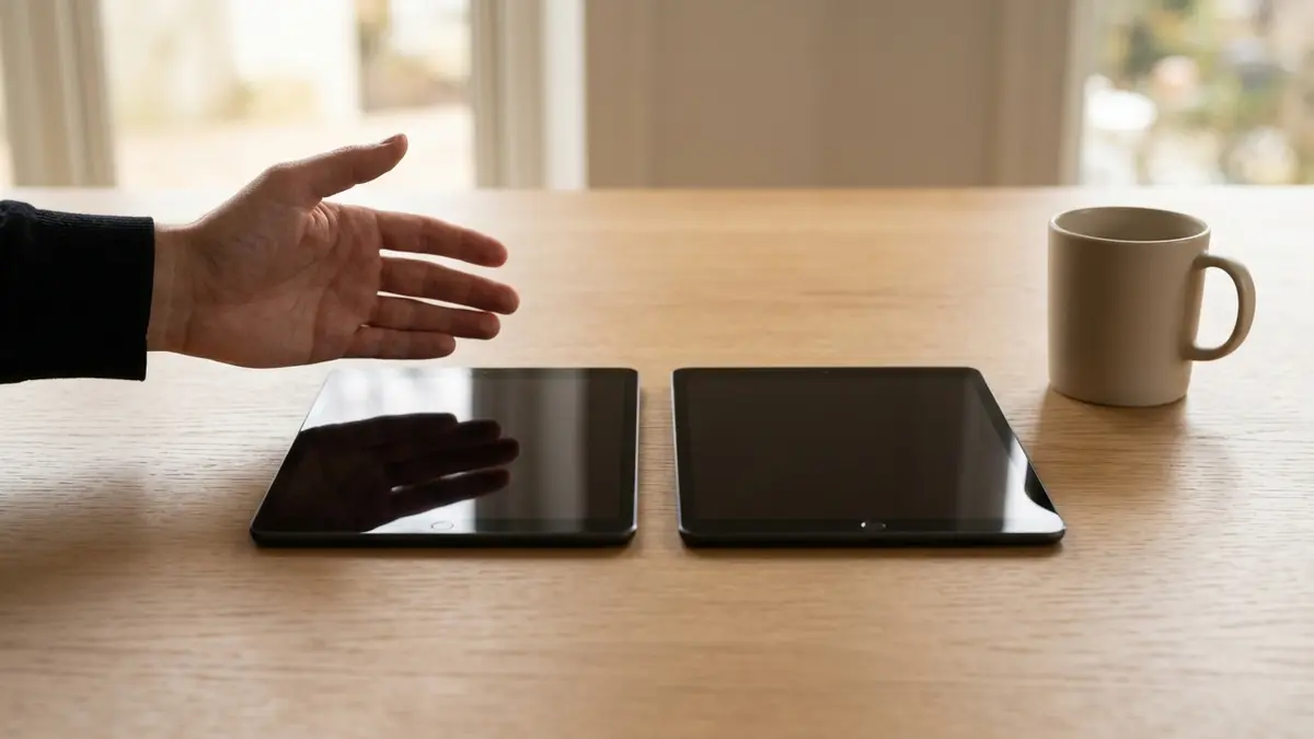 Blank tablets on desk showing ZeroGPT vs GPTZero false positives in side-by-side checker testing.