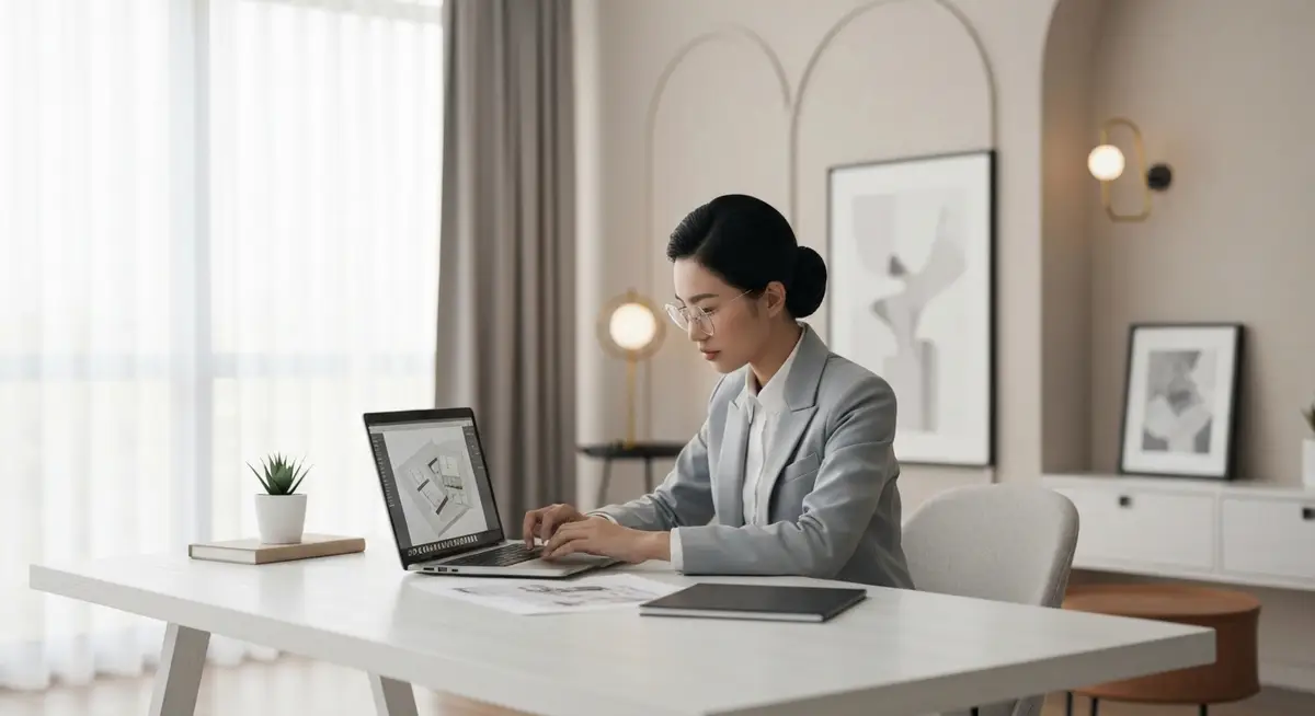 Featured image comparing free AI detectors on a laptop screen, modern office desk, no text