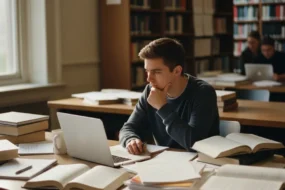 College student reviewing paper for AI detection before Turnitin submission