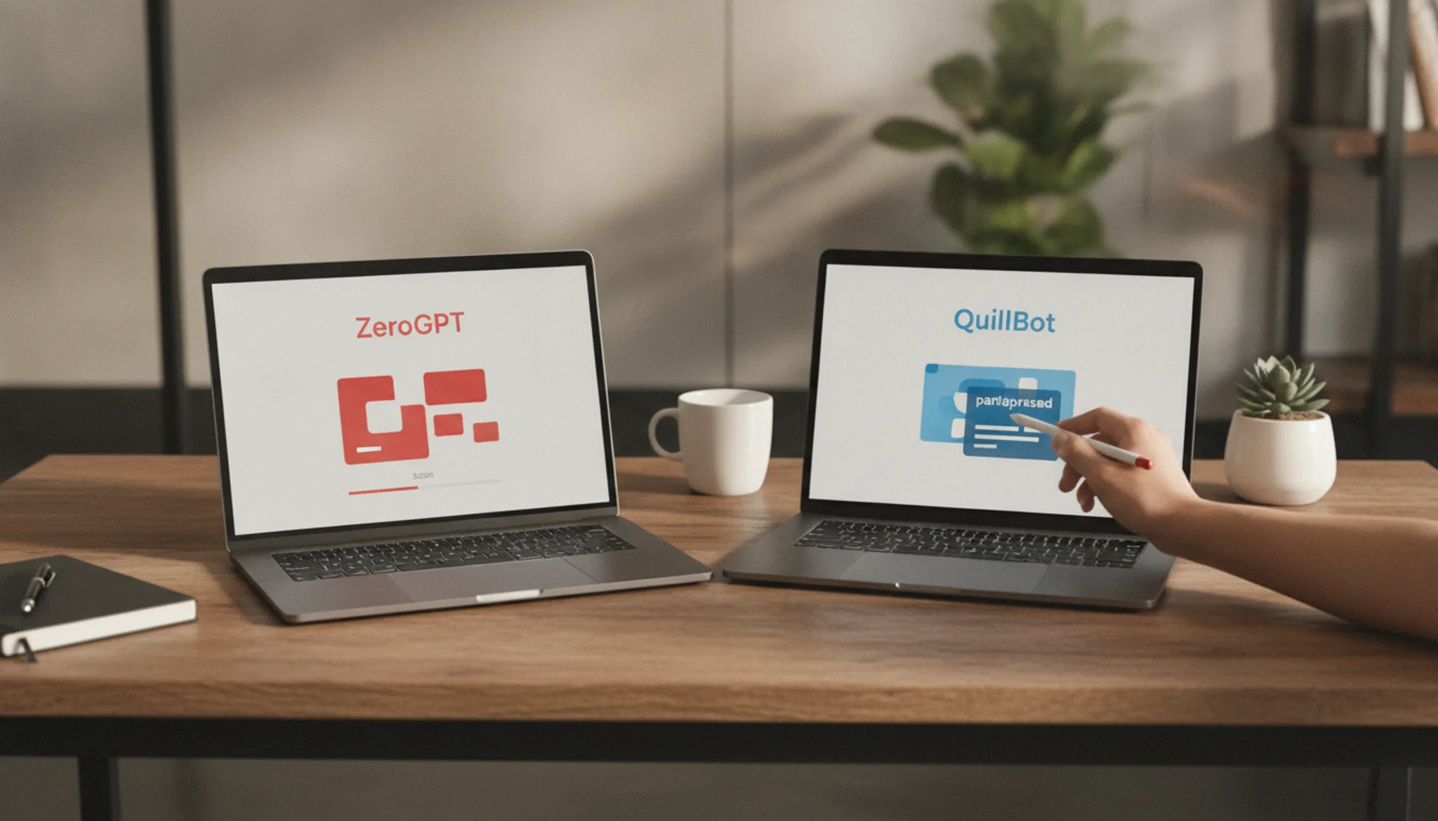 ZeroGPT vs QuillBot side by side