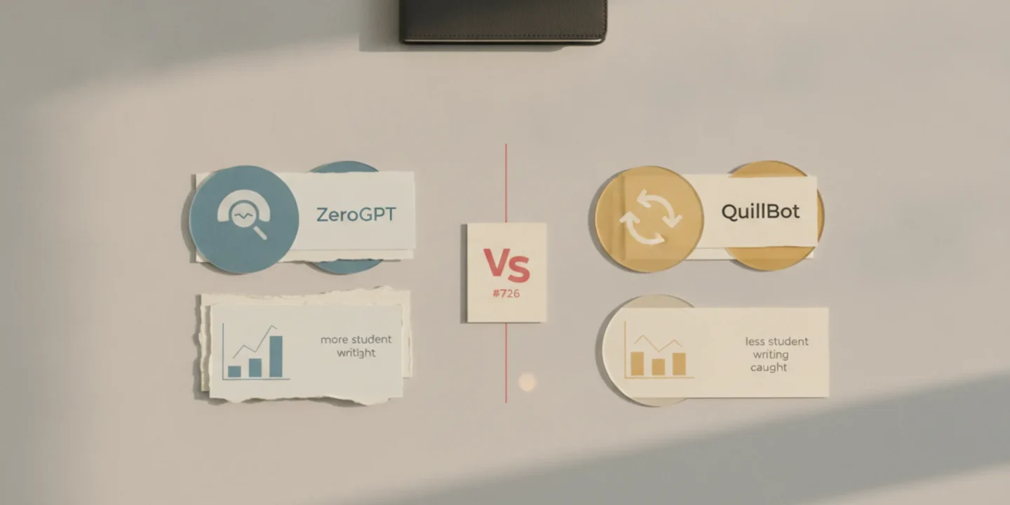 ZeroGPT vs QuillBot: which AI detector catches more student writing in 2026 visual summary