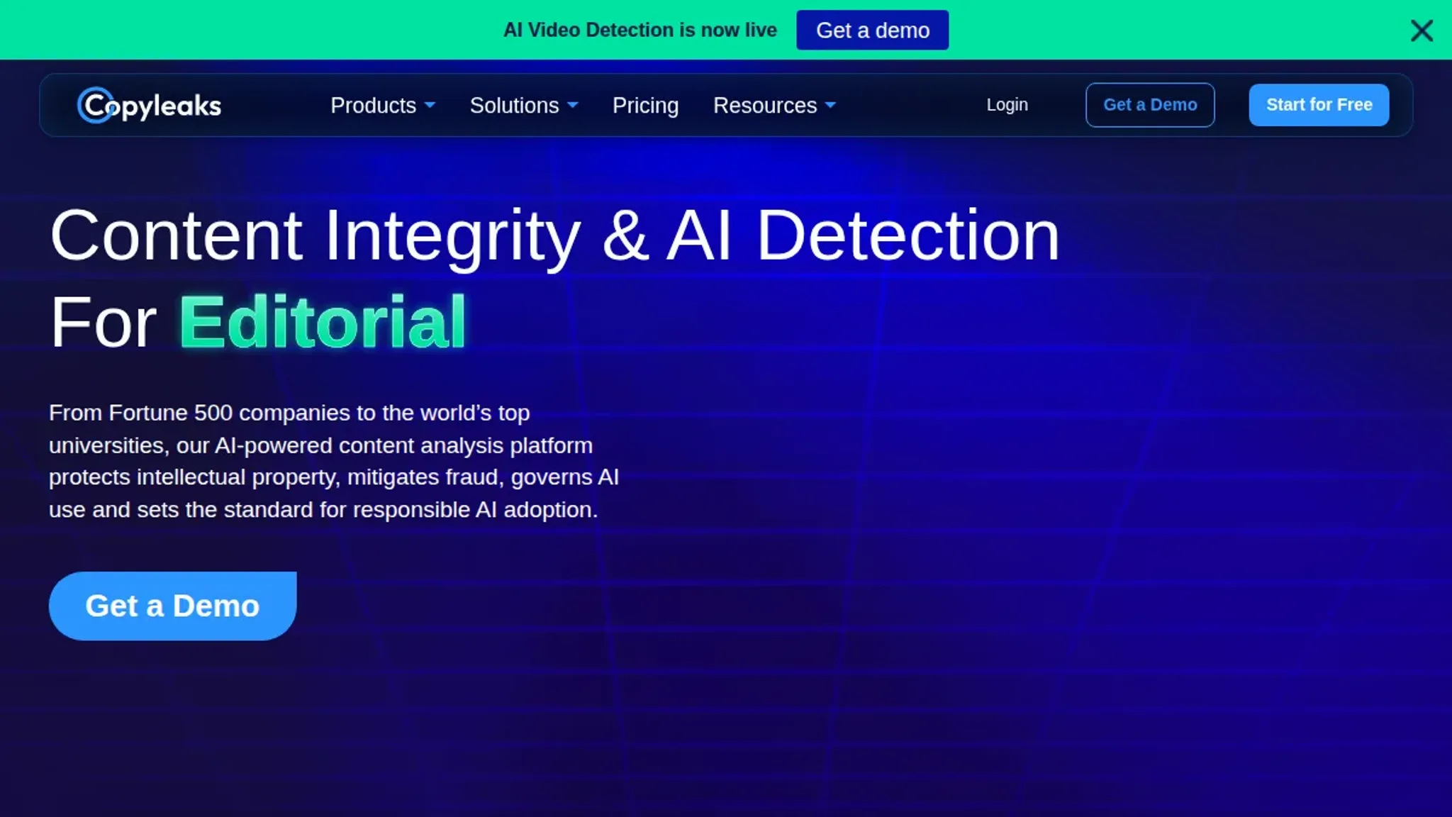 Screenshot of the Copyleaks AI Detector homepage, captured August 2026