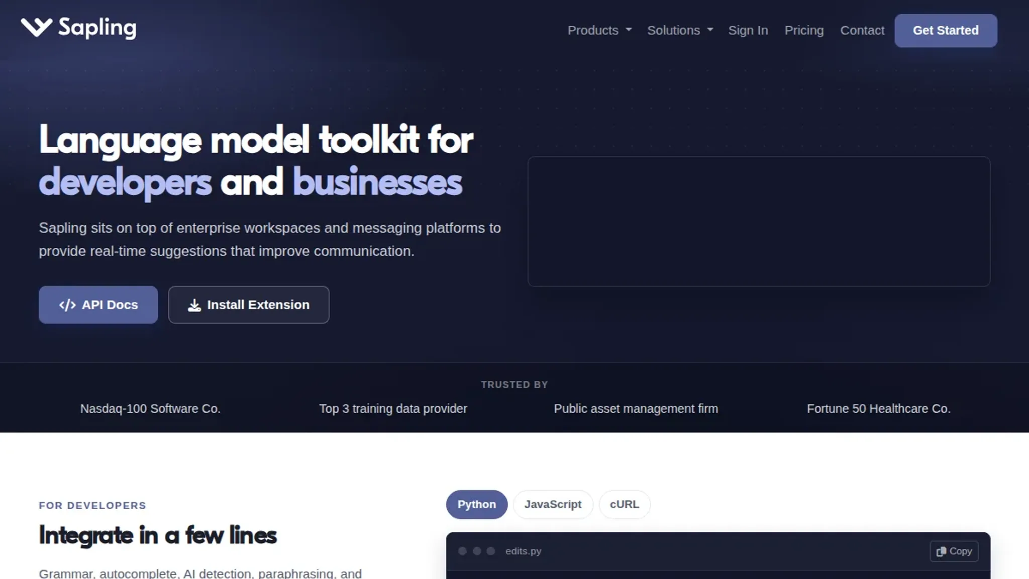 Screenshot of the Sapling AI Detector homepage, captured August 2026