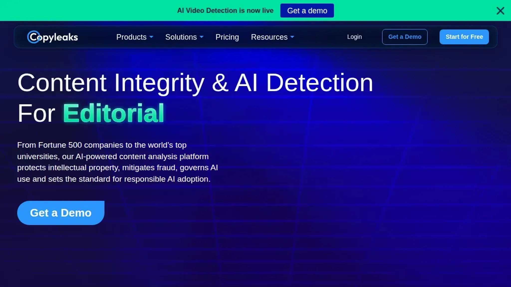 Screenshot of the Copyleaks homepage, captured August 2026