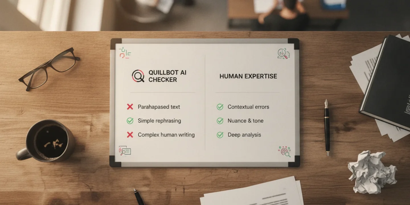 QuillBot AI checker vs human expertise: what gets past Turnitin visual summary
